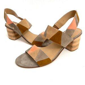 Vaneli Chunky Heel Sandals 9 N Ankle Strap Multicolor Womens Open Toe Slip On